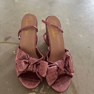 Lulu's Metallic Pink Bow Sandals